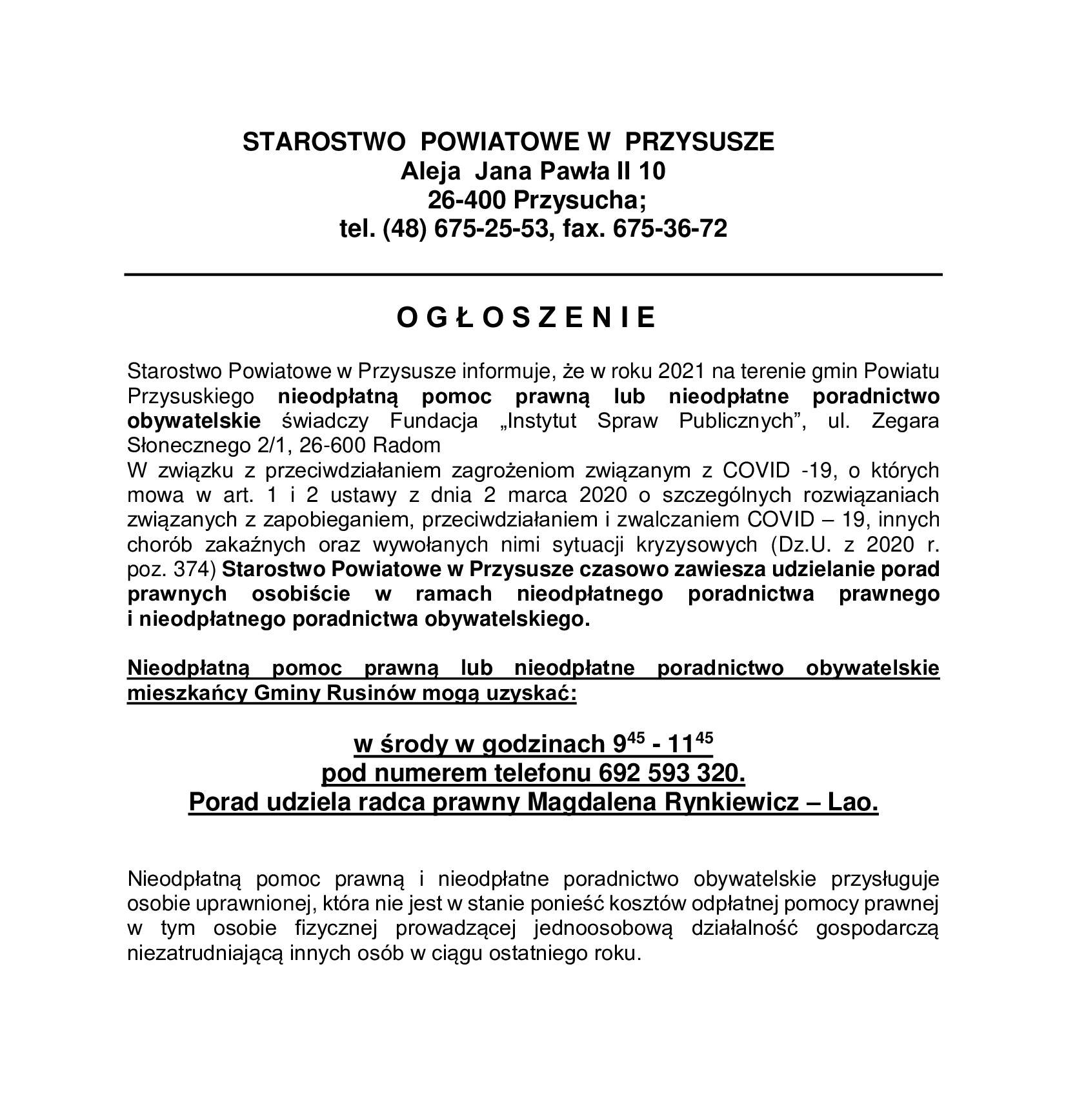 ogłoszenie
